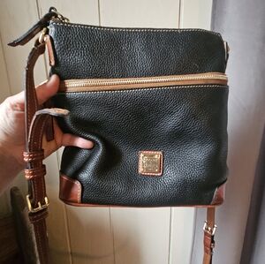 Dooney & Bourke Black and Brown Crossbody Bag with Pebbled Leather